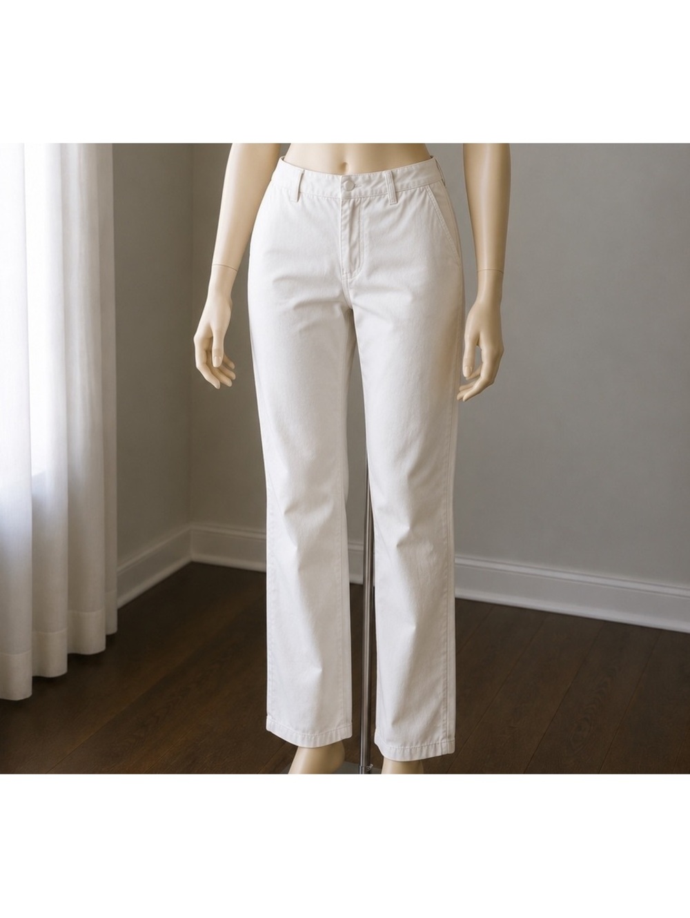 Vintage Calvin Klein Jeans Women 10 White Cotton Pants Straight Leg CK Hong Kong